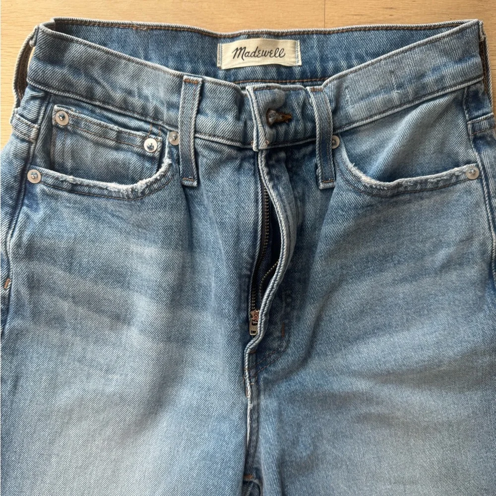 Madewell Perfect Vintage Wide Leg Jeans High Rise Raw Hem Size 25 - Picture 6 of 11